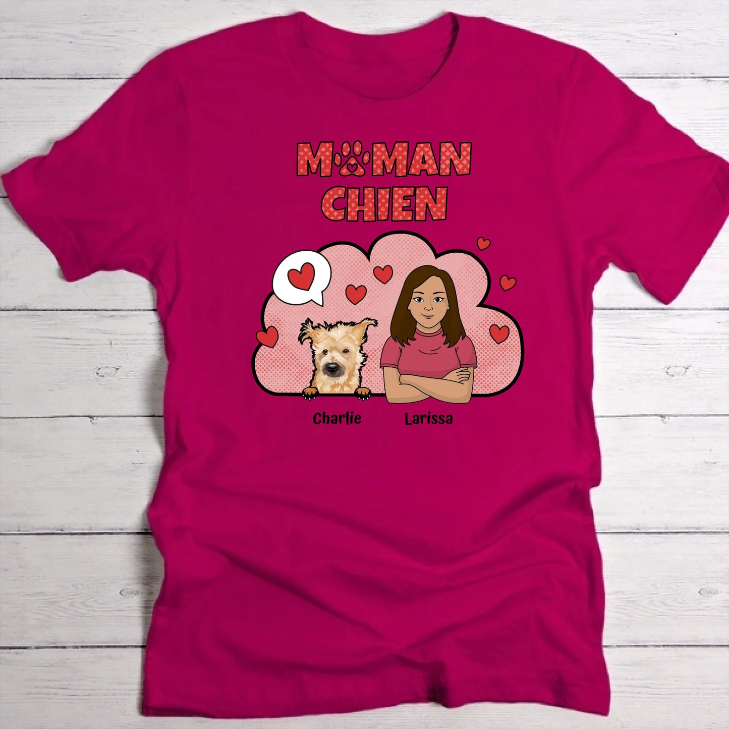 Maman chien aime ses chiens - T-Shirt personnalisé