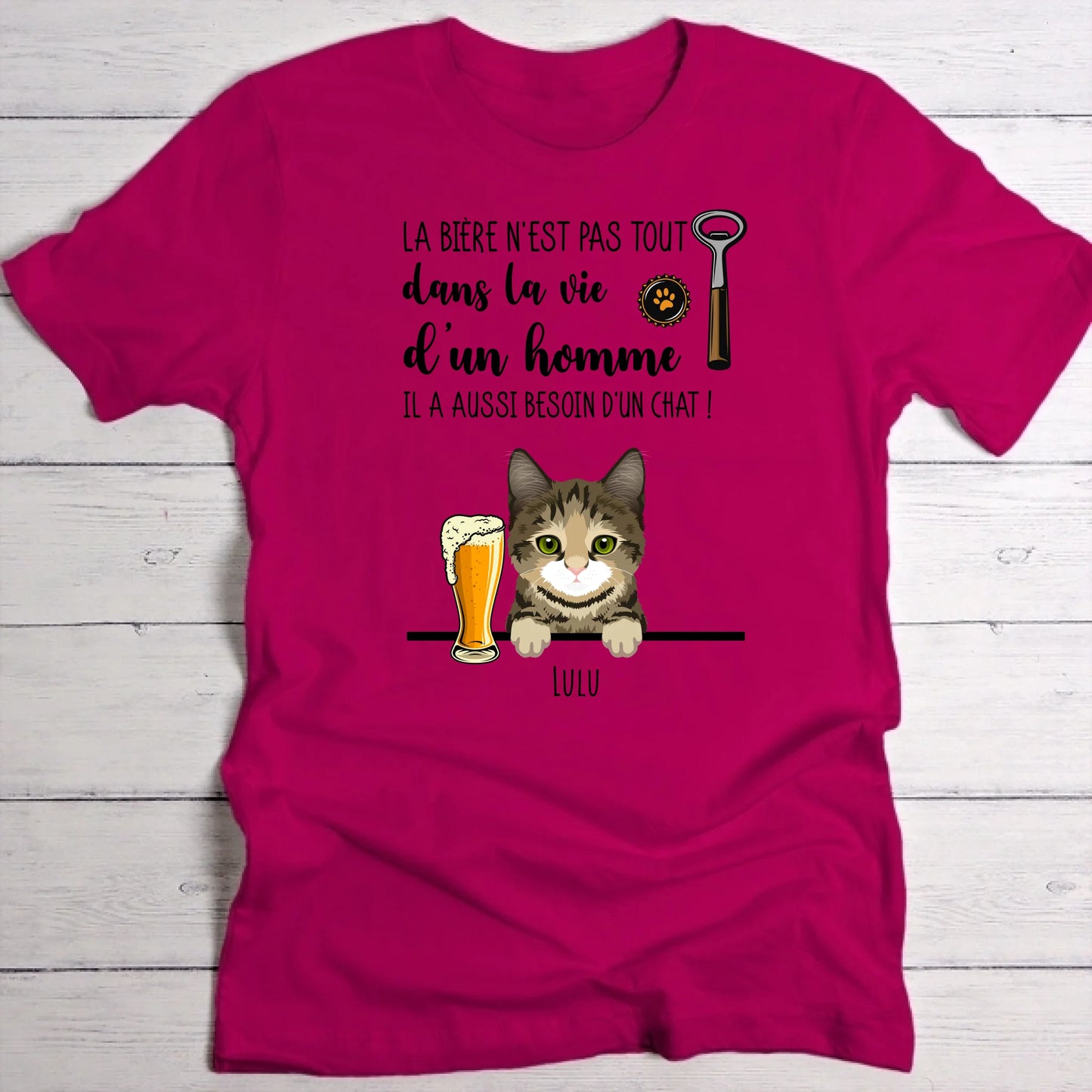 Bière et Miaou - T-Shirt personnalisé