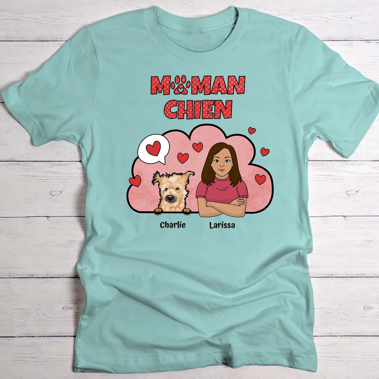 Maman chien aime ses chiens - T-Shirt personnalisé