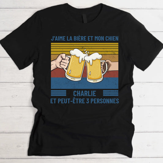 J'aime la bière et mon chien - T-Shirt personnalisé