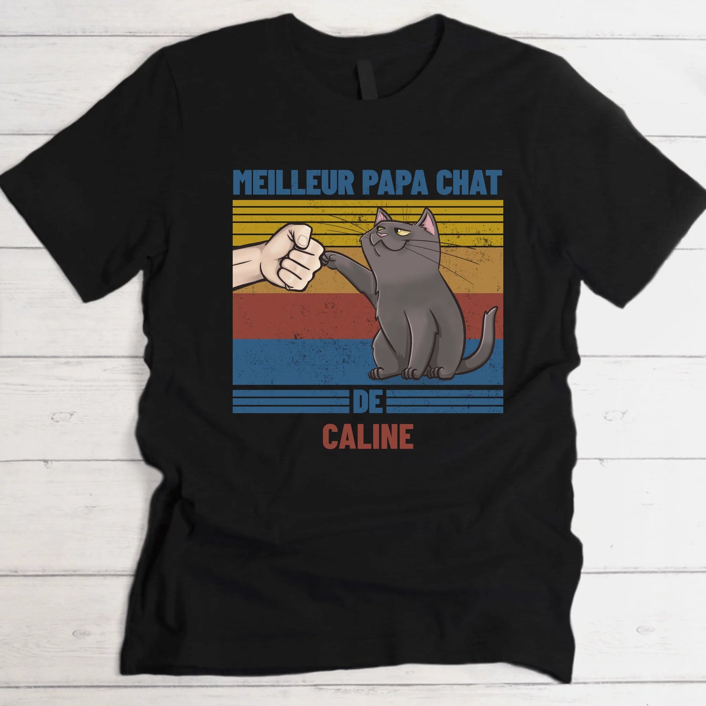 Papa chat de... - T-Shirt personnalisé