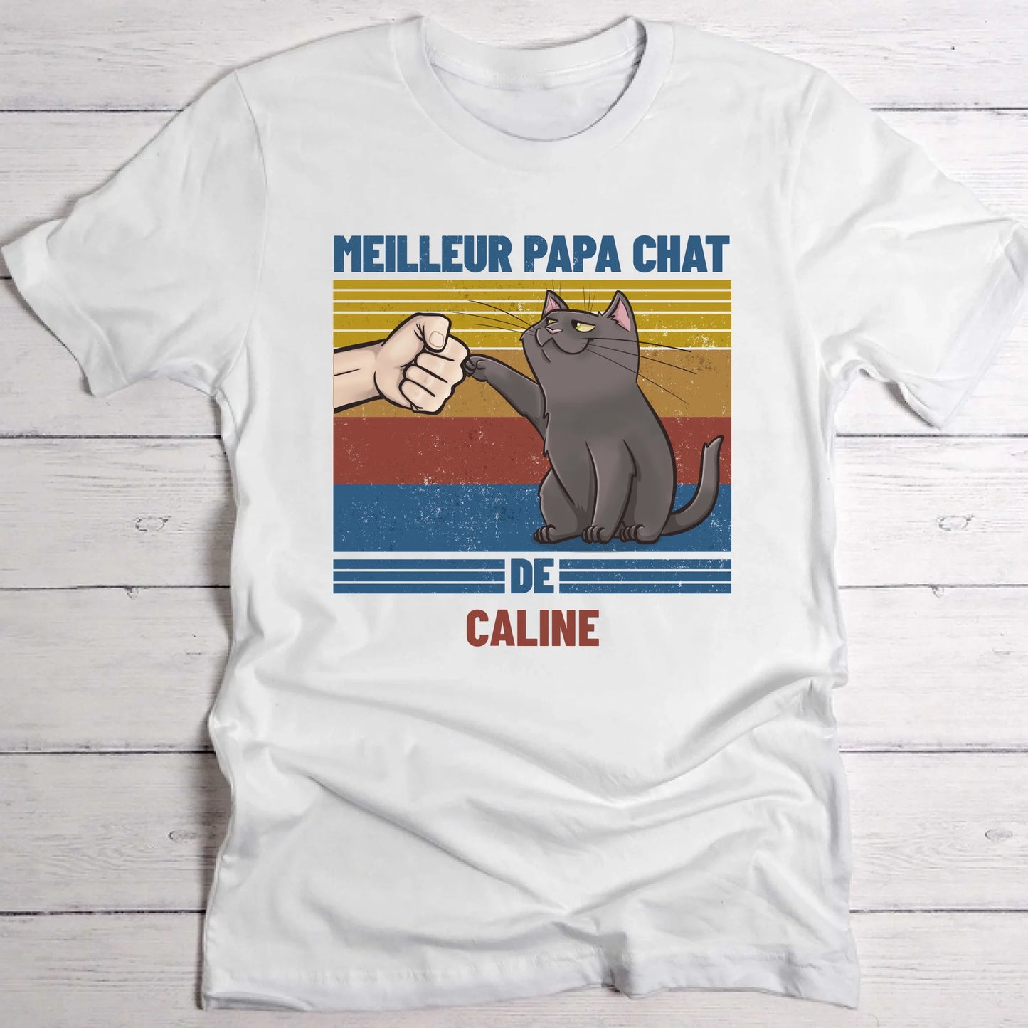 Papa chat de... - T-Shirt personnalisé