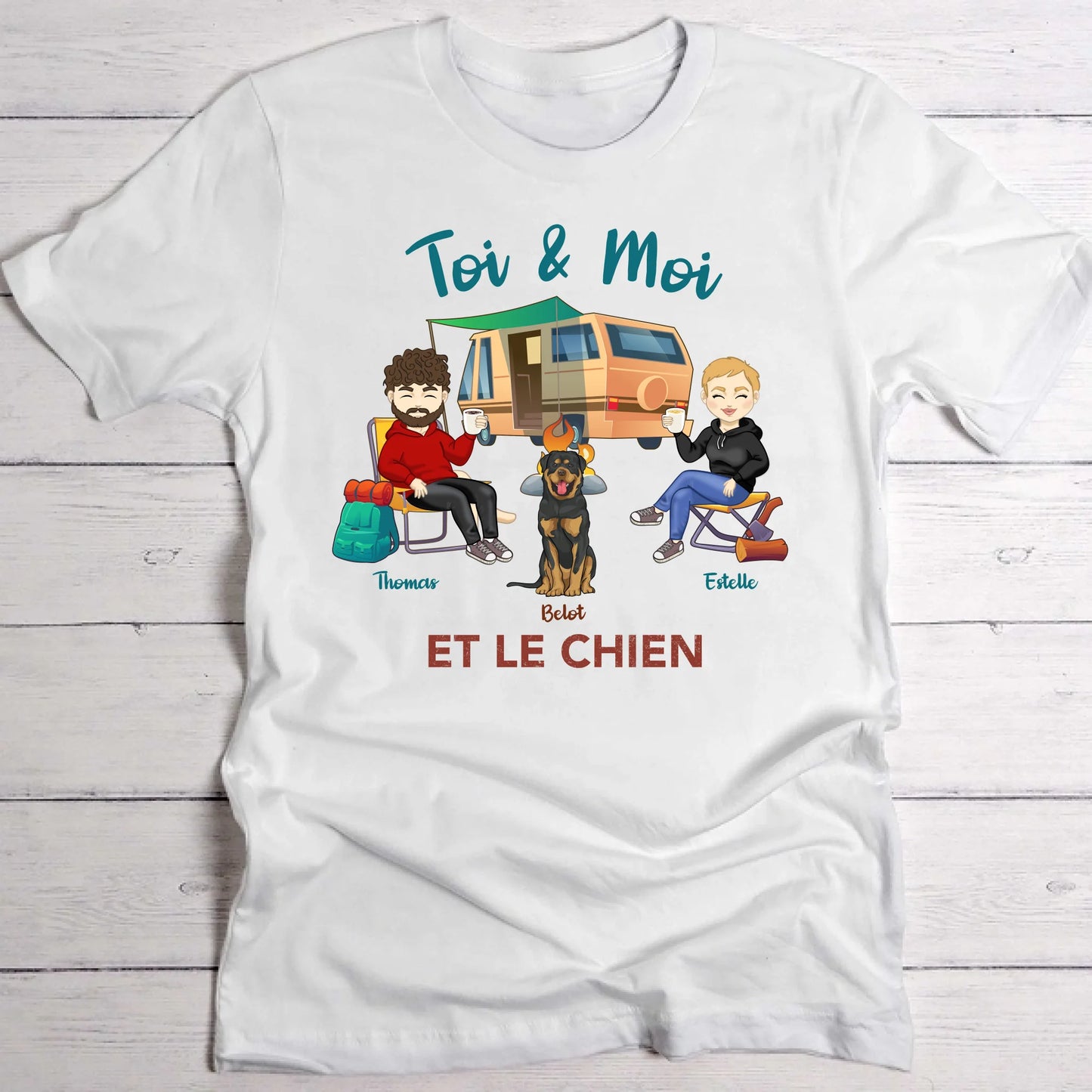 Toi, moi et les chiens - T-Shirt personnalisé