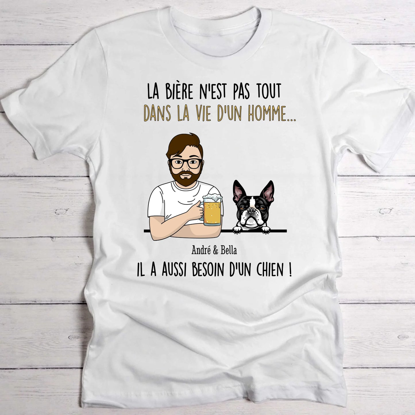 Une bière avec mon chien - T-Shirt personnalisé