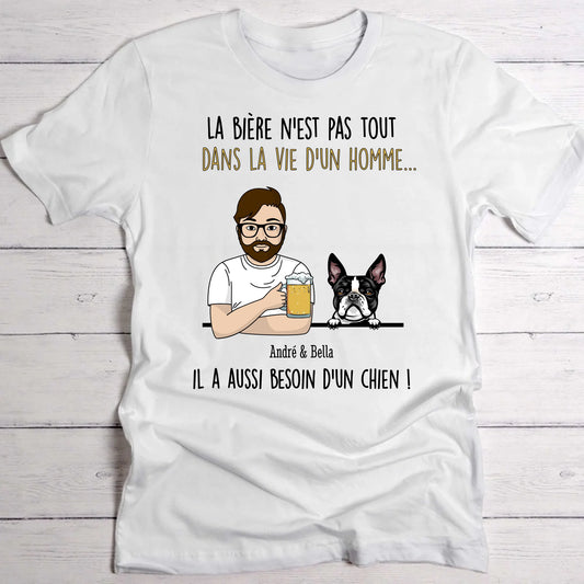 Une bière avec mon chien - T-Shirt personnalisé