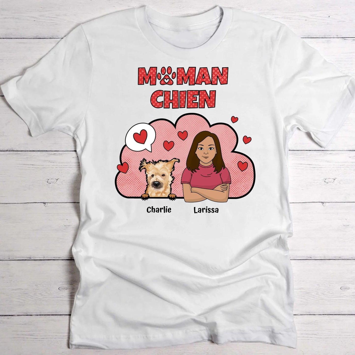 Maman chien aime ses chiens - T-Shirt personnalisé