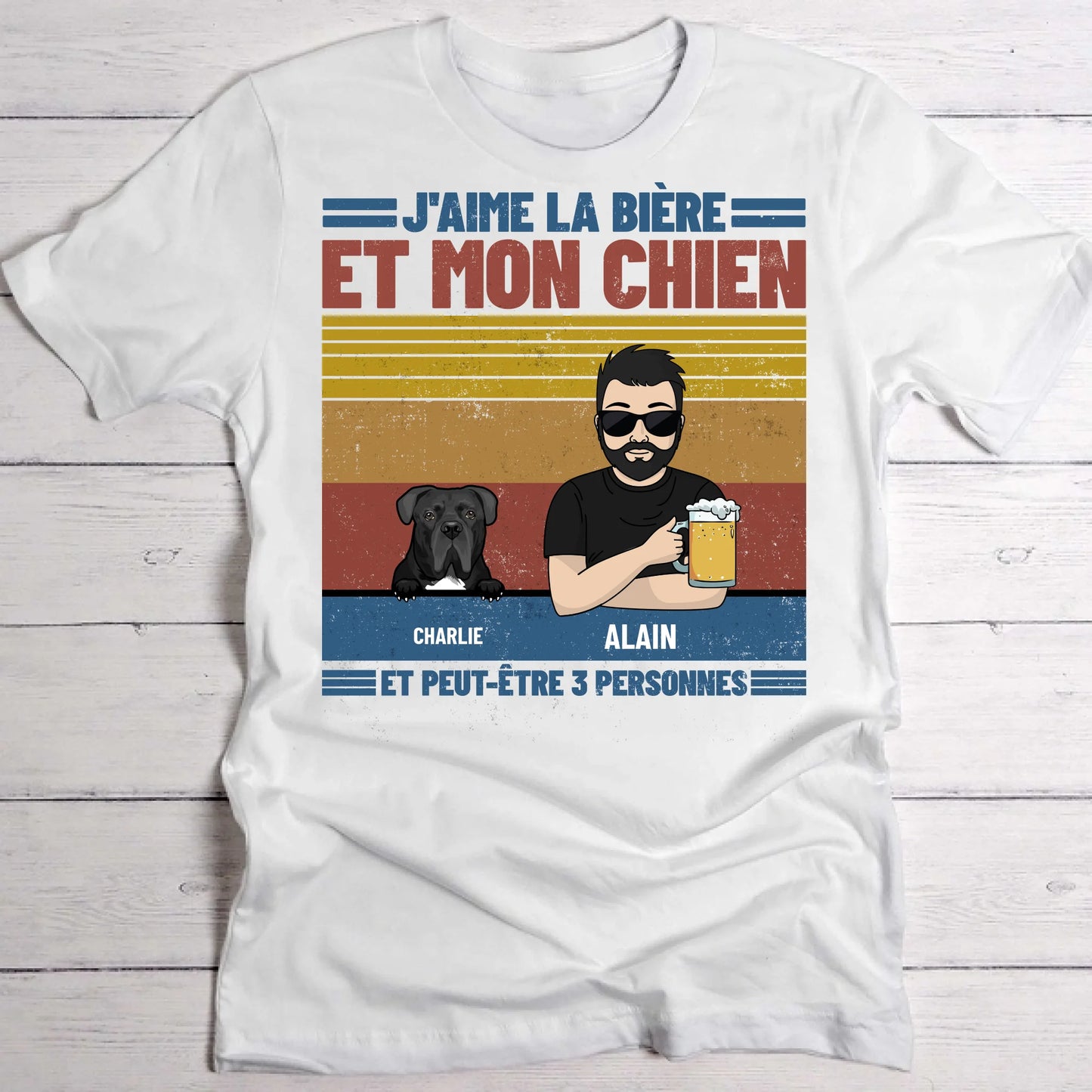 J'aime la bière et les animaux - T-Shirt personnalisé