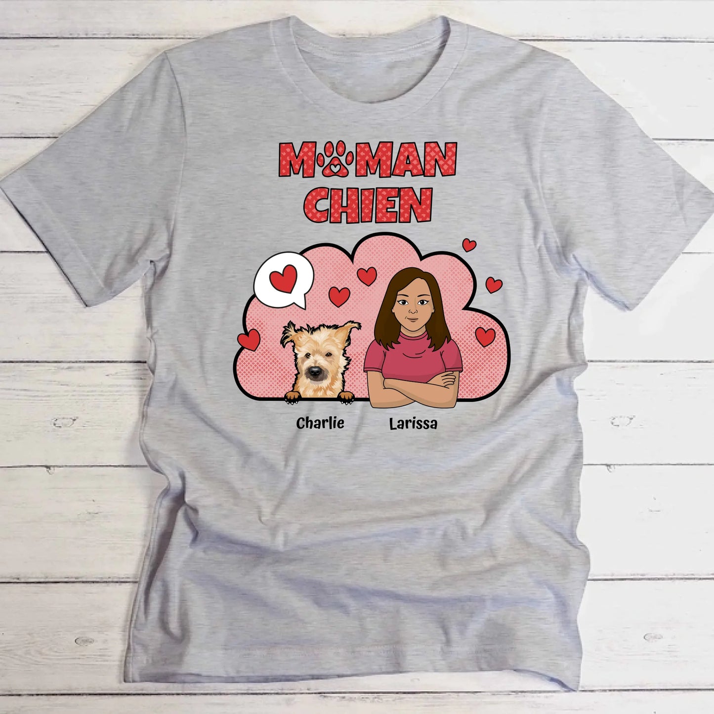 Maman chien aime ses chiens - T-Shirt personnalisé