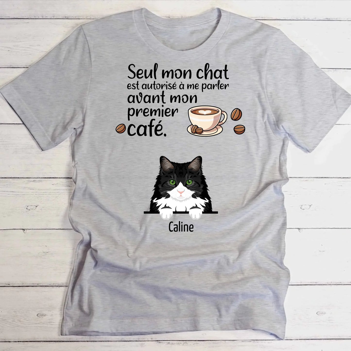 Premier café et chats - T-Shirt personnalisé