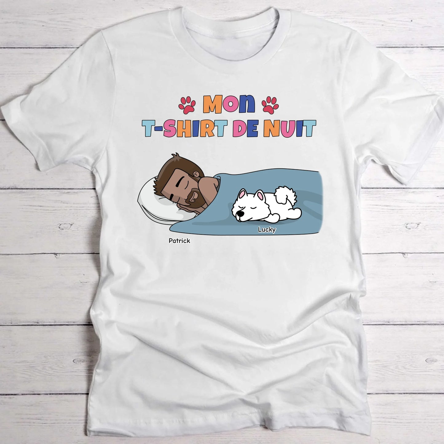 Mon t-shirt de nuit Papa chien - T-Shirt personnalisé