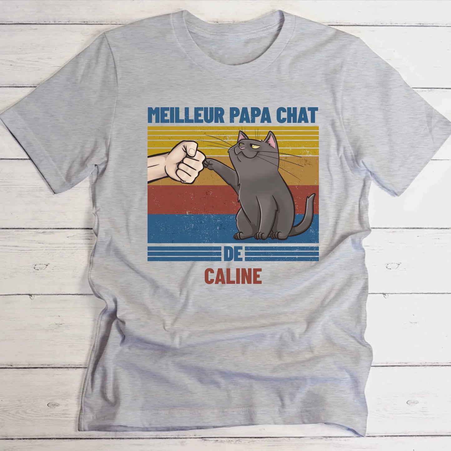 Papa chat de... - T-Shirt personnalisé