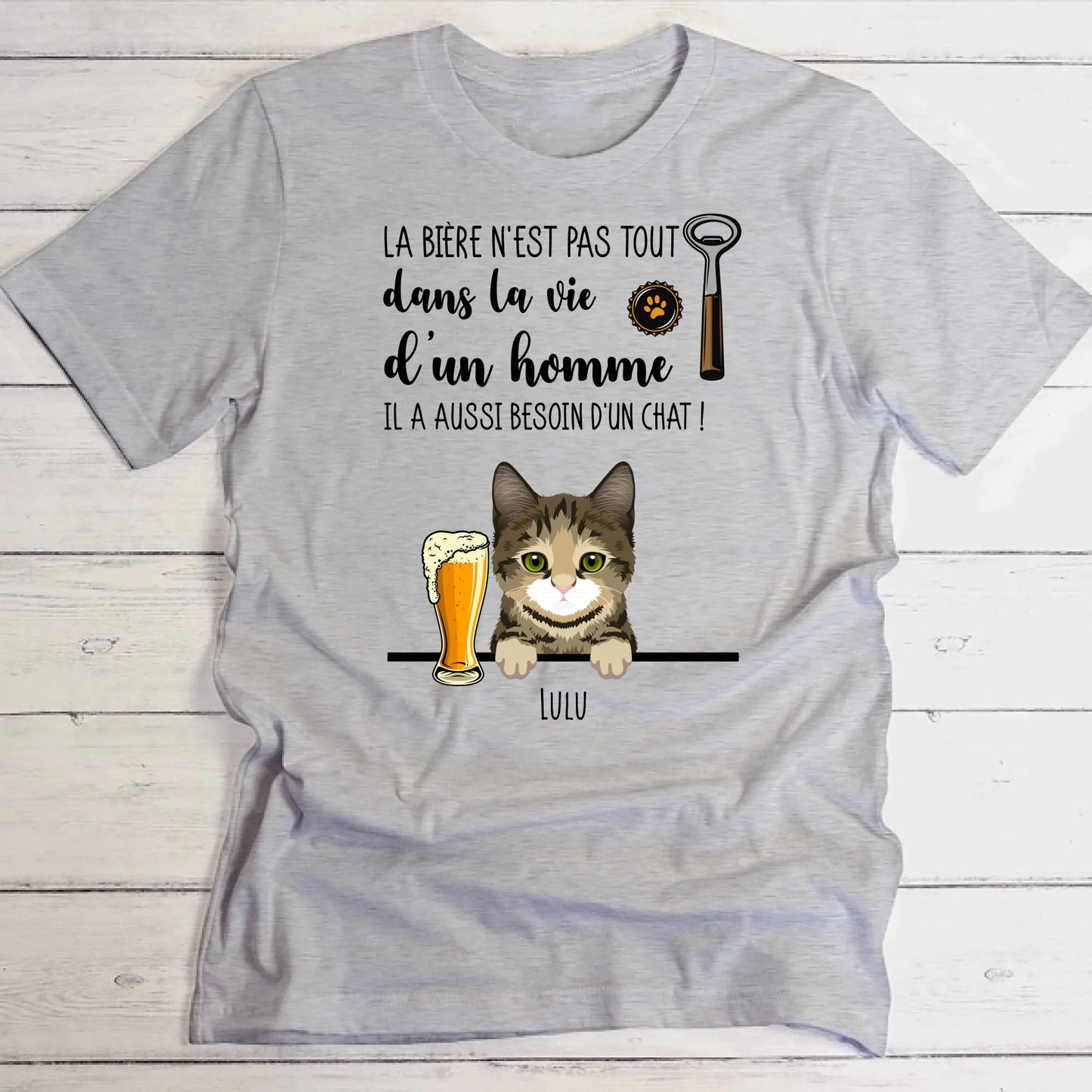 Bière et Miaou - T-Shirt personnalisé