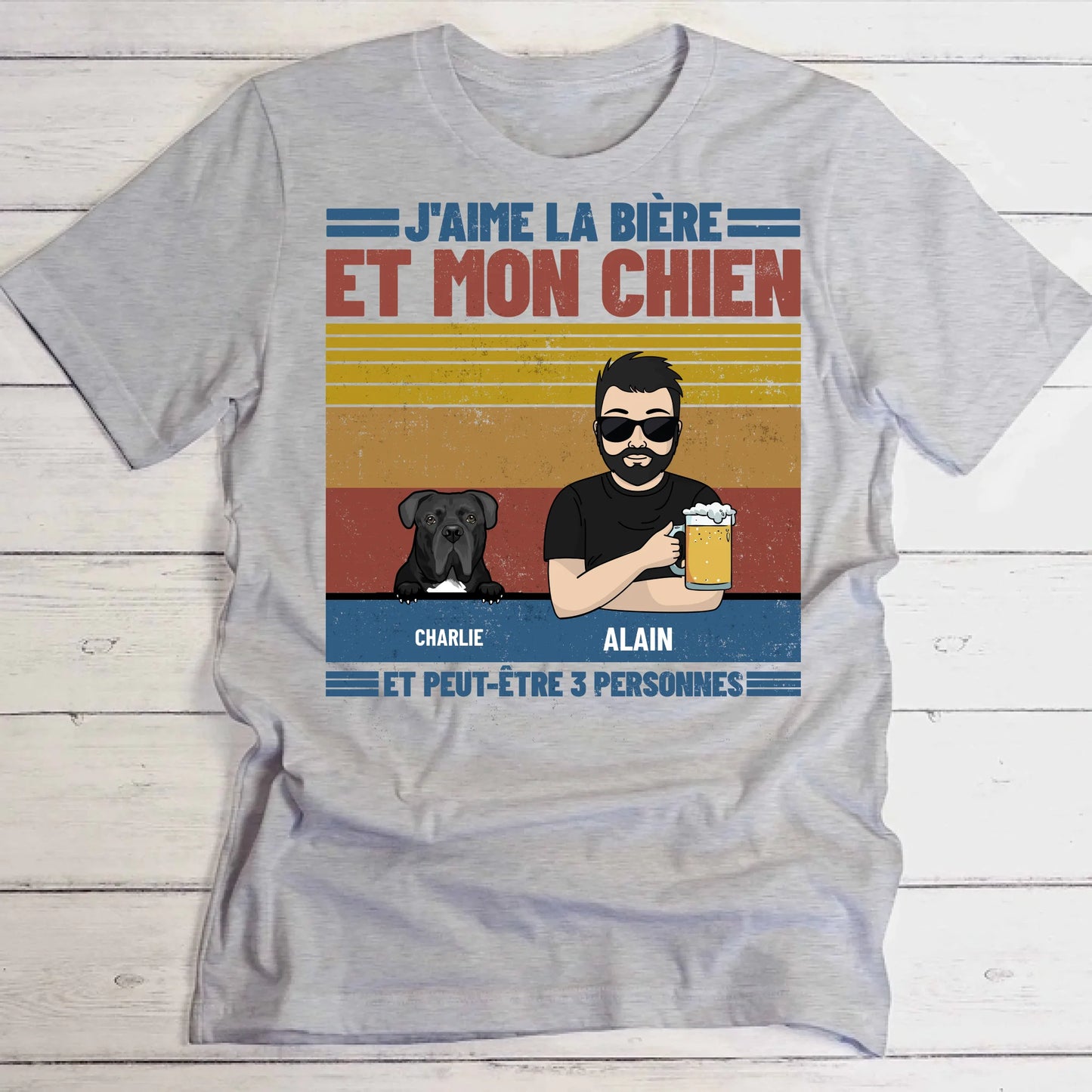 J'aime la bière et les animaux - T-Shirt personnalisé
