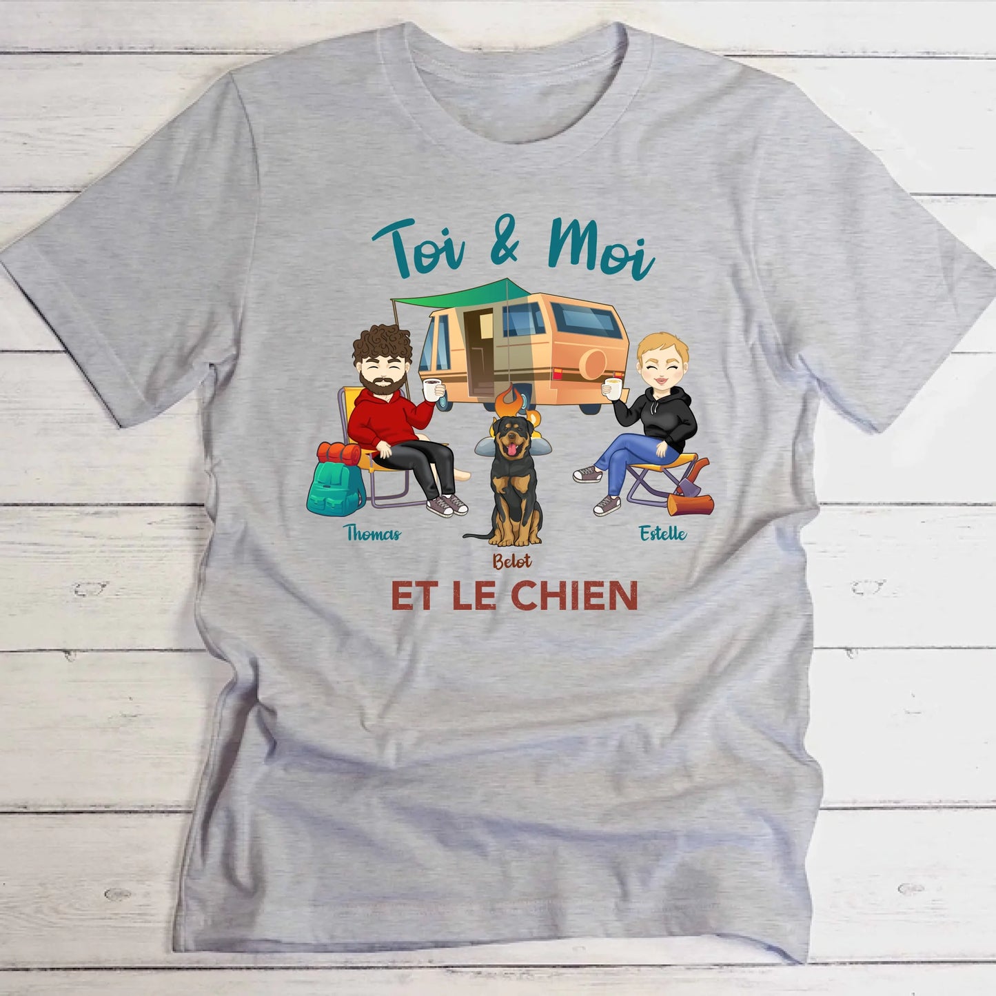 Toi, moi et les chiens - T-Shirt personnalisé