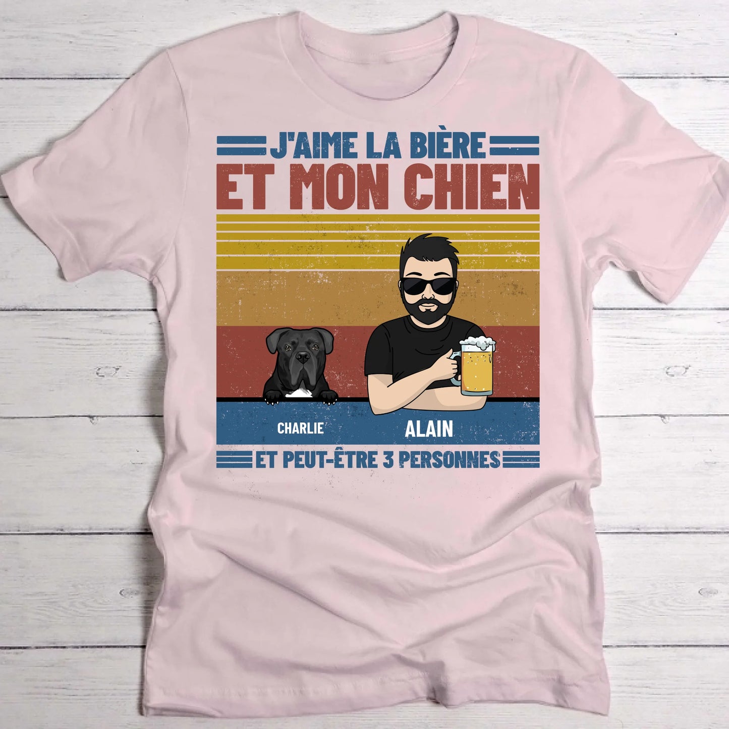 J'aime la bière et les animaux - T-Shirt personnalisé