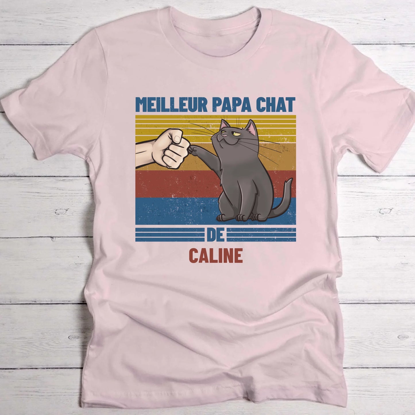 Papa chat de... - T-Shirt personnalisé