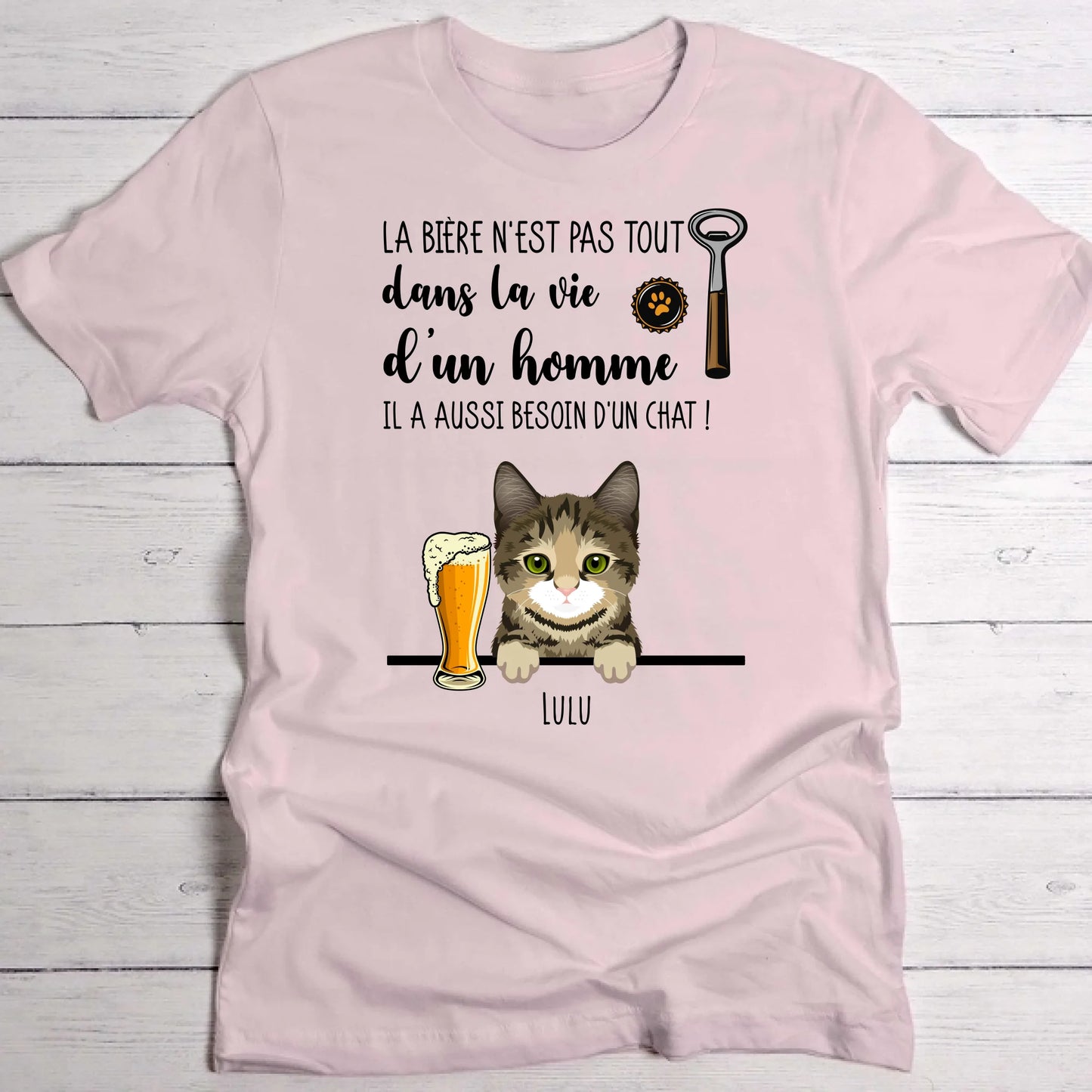 Bière et Miaou - T-Shirt personnalisé