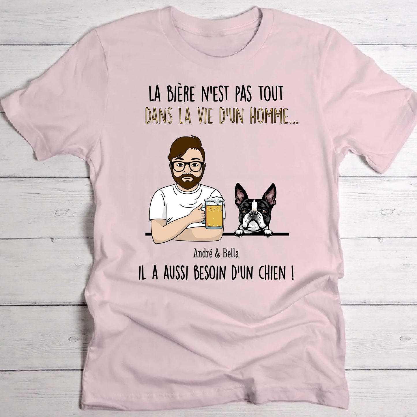 Une bière avec mon chien - T-Shirt personnalisé
