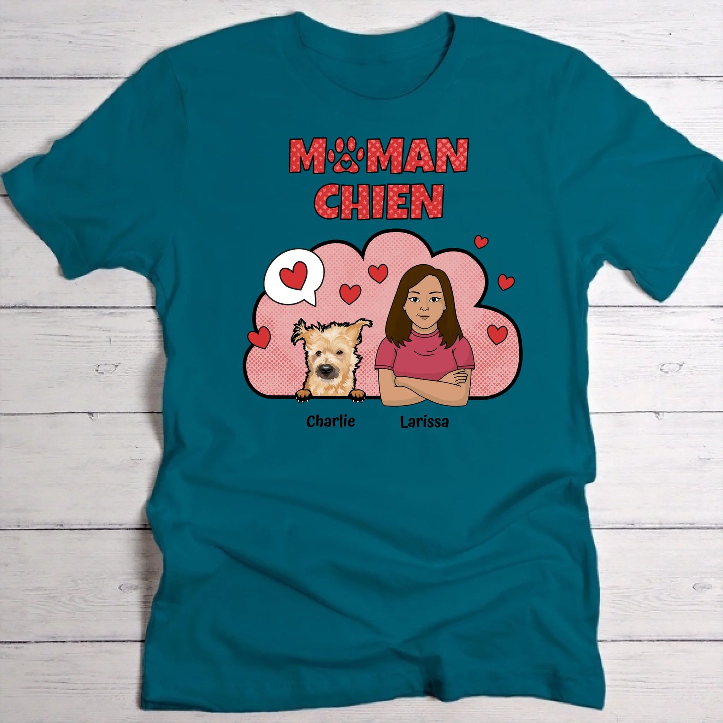 Maman chien aime ses chiens - T-Shirt personnalisé