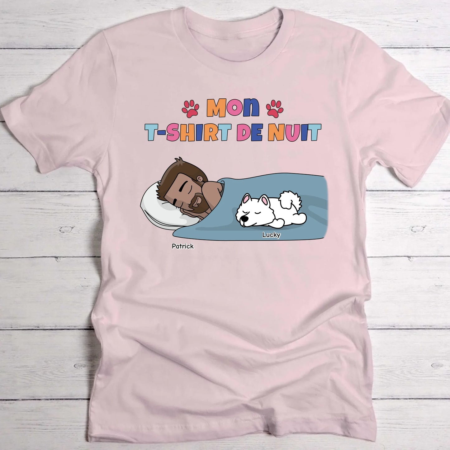 Mon t-shirt de nuit Papa chien - T-Shirt personnalisé