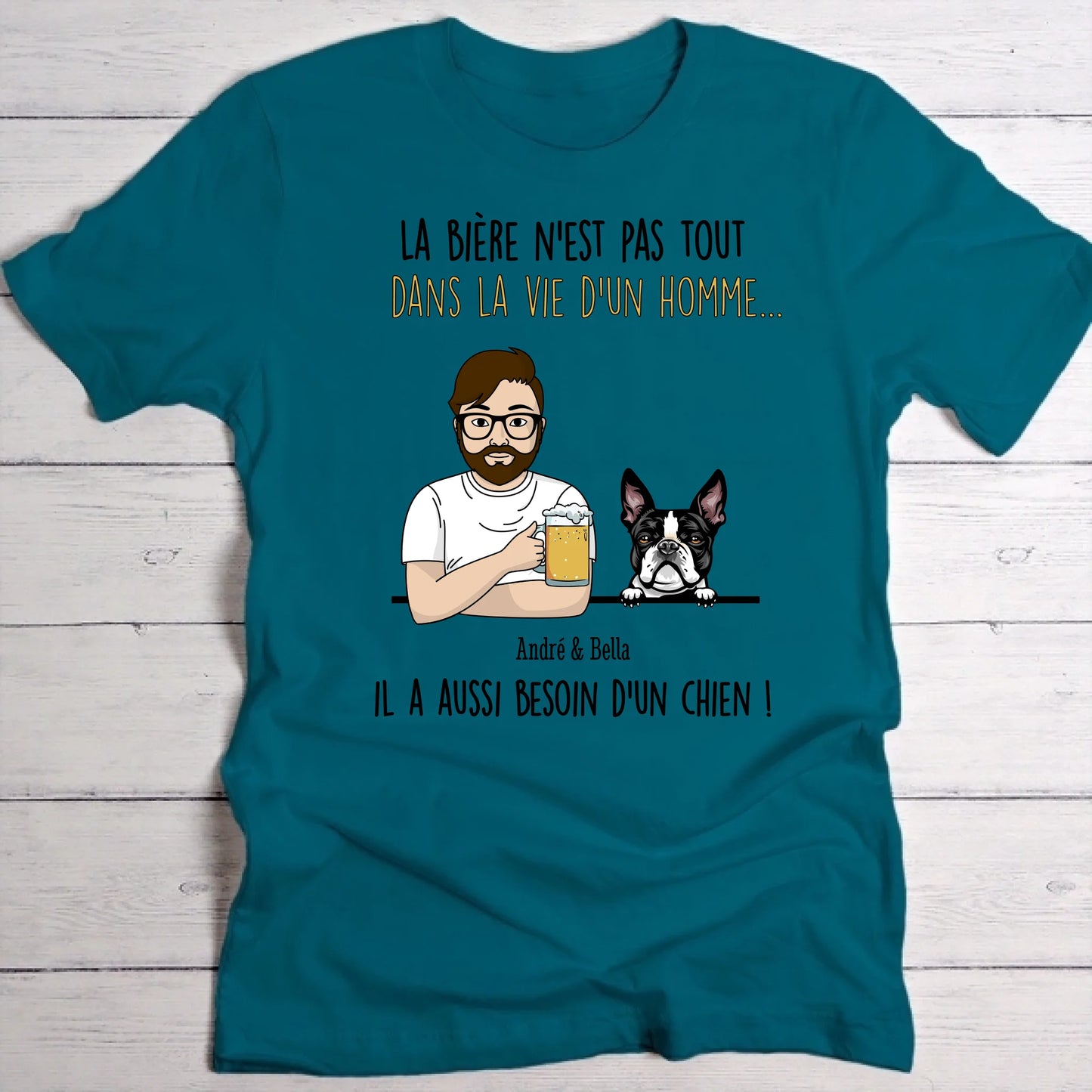 Une bière avec mon chien - T-Shirt personnalisé
