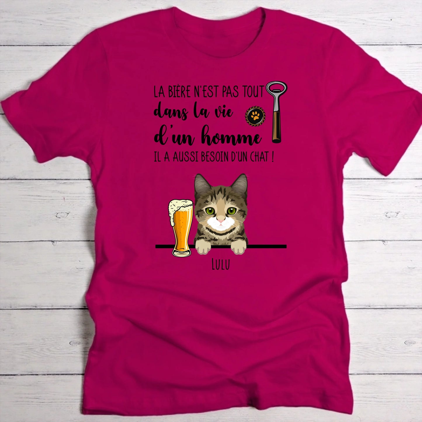 Bière et Miaou - T-Shirt personnalisé