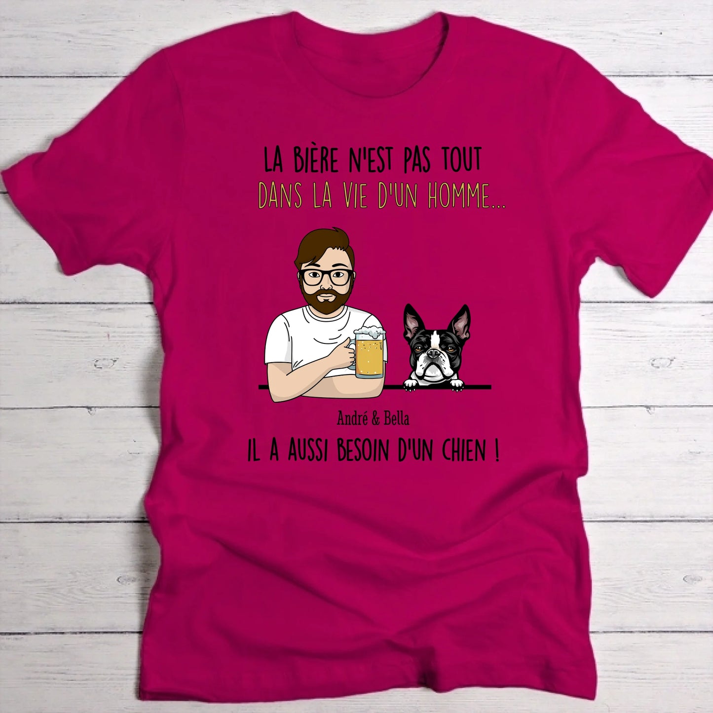 Une bière avec mon chien - T-Shirt personnalisé