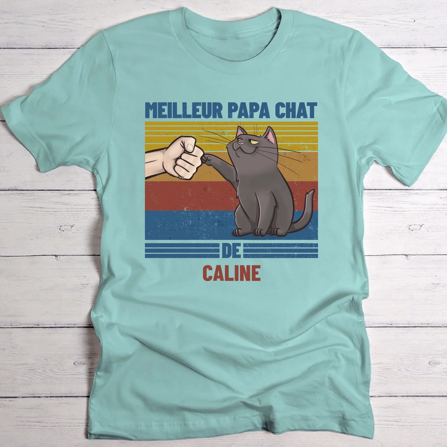 Papa chat de... - T-Shirt personnalisé