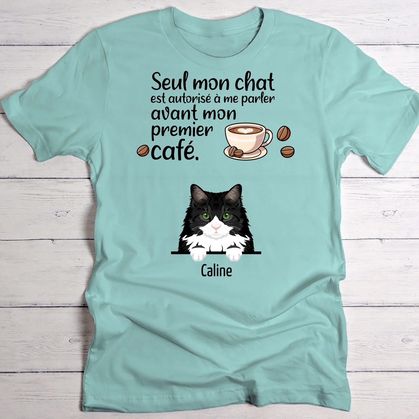 Premier café et chats - T-Shirt personnalisé