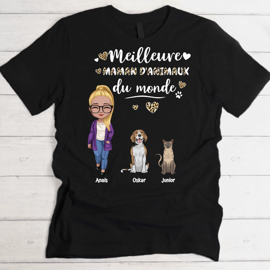 Meilleure maman d'animaux - T-shirt personnalisé