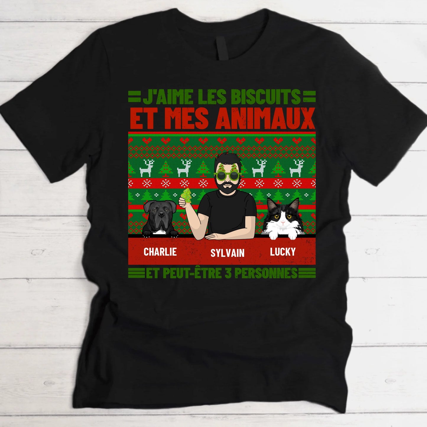 J'aime les biscuits et mes animaux - T-Shirt personnalisé