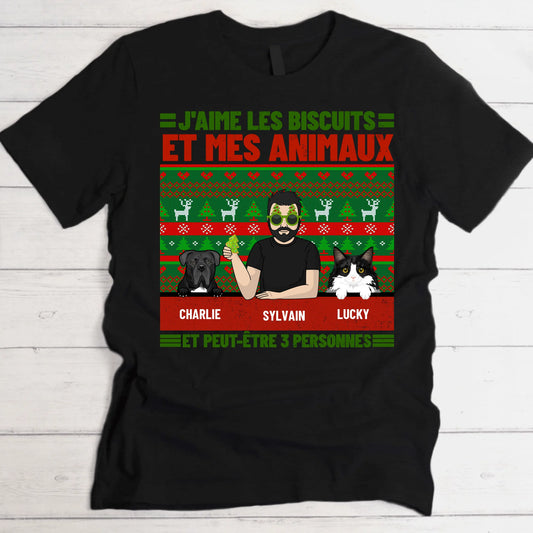 J'aime les biscuits et mes animaux - T-Shirt personnalisé