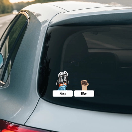 Chaussures et pattes - Autocollant pour voiture personnalisé