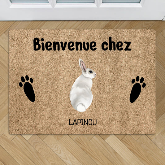 Bienvenue chez (lapin) - Paillasson personnalisé