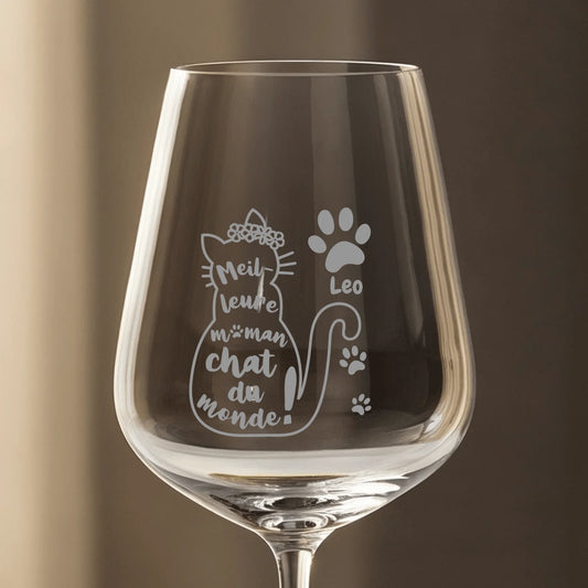 Meilleure maman/mamie chat - Verre à vin personnalisé