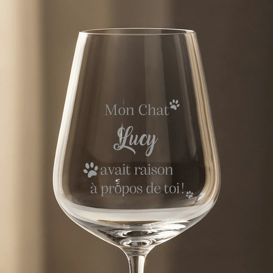 Mon chat avait raison à propos de toi  - Verre à vin personnalisé