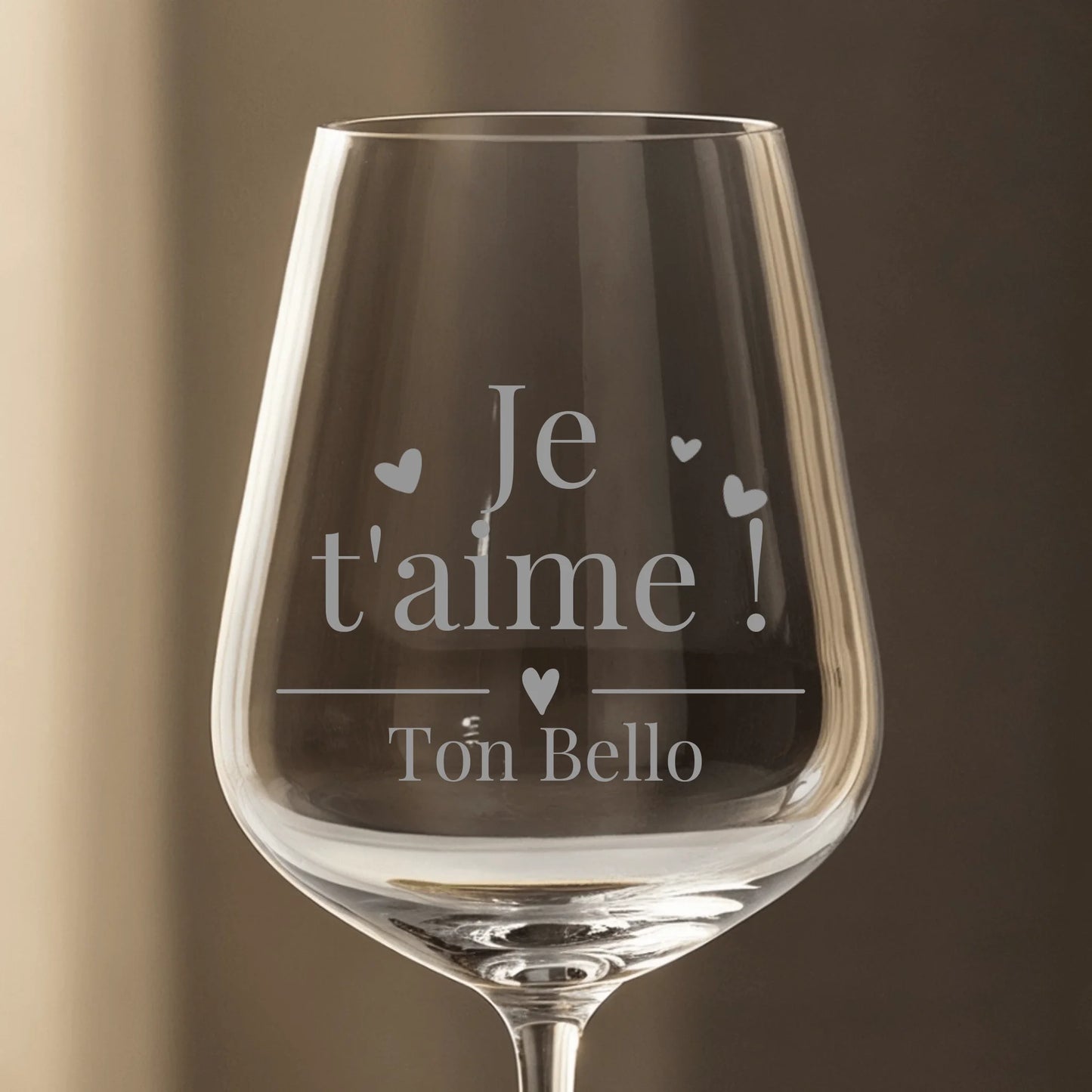 Je t'aime ! - Verre à vin personnalisé