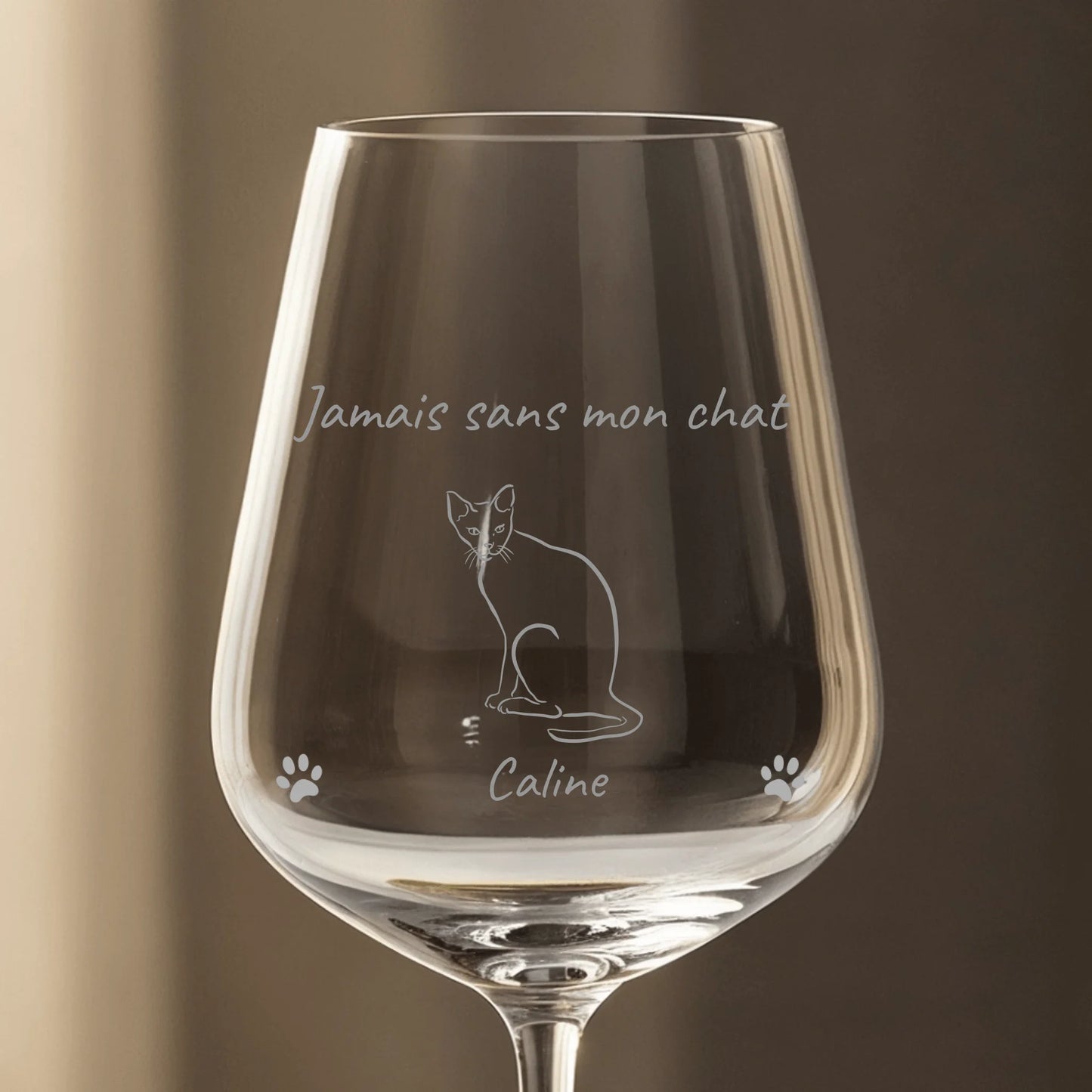Jamais sans mon chat  - Verre à vin personnalisé