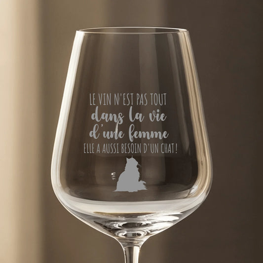 Vin et Miaou - Verre à vin personnalisé