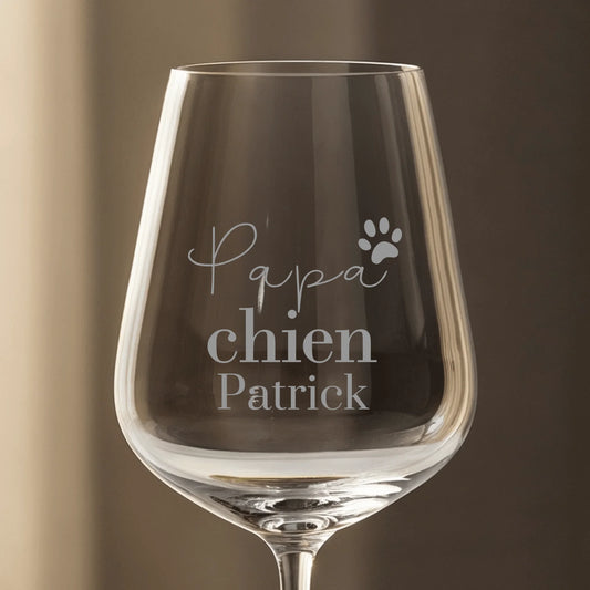 Papa chien - Verre à vin personnalisé