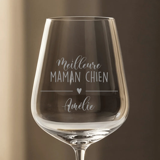 Meilleure maman chien - Verre à vin personnalisé