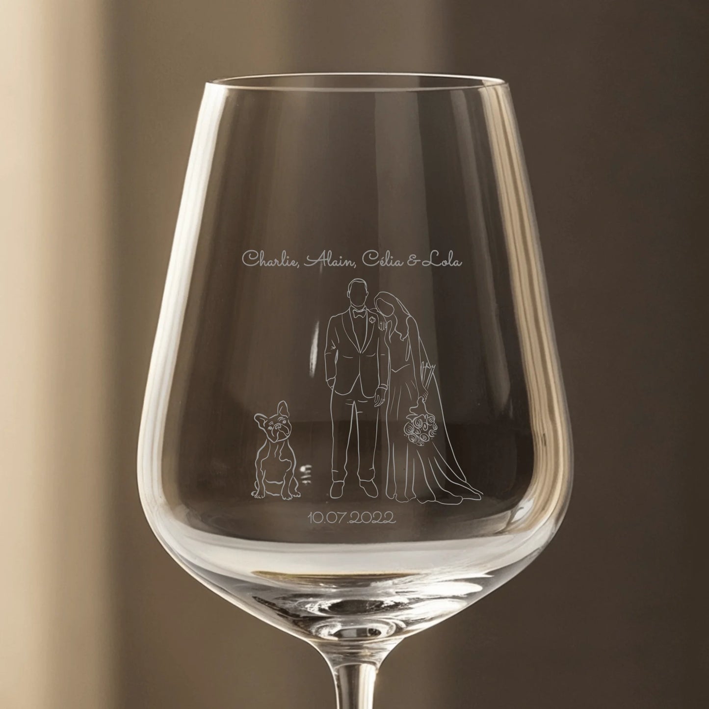 Mariage avec mes amis à poils - Verre à vin personnalisé