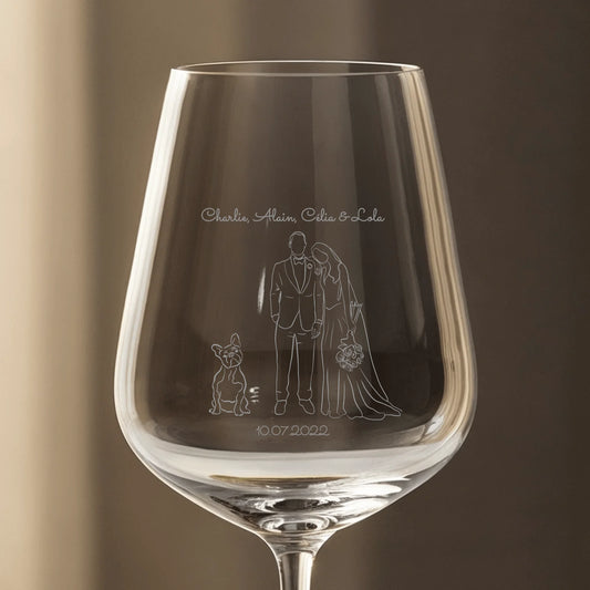 Mariage avec mes amis à poils - Verre à vin personnalisé