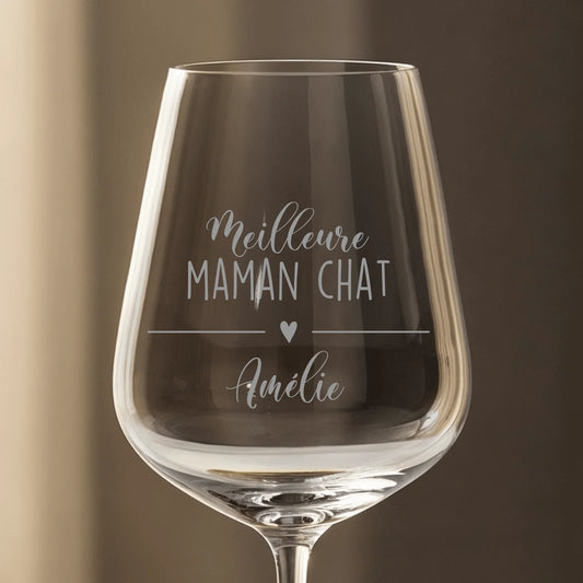 Meilleure maman chat - Verre à vin personnalisé