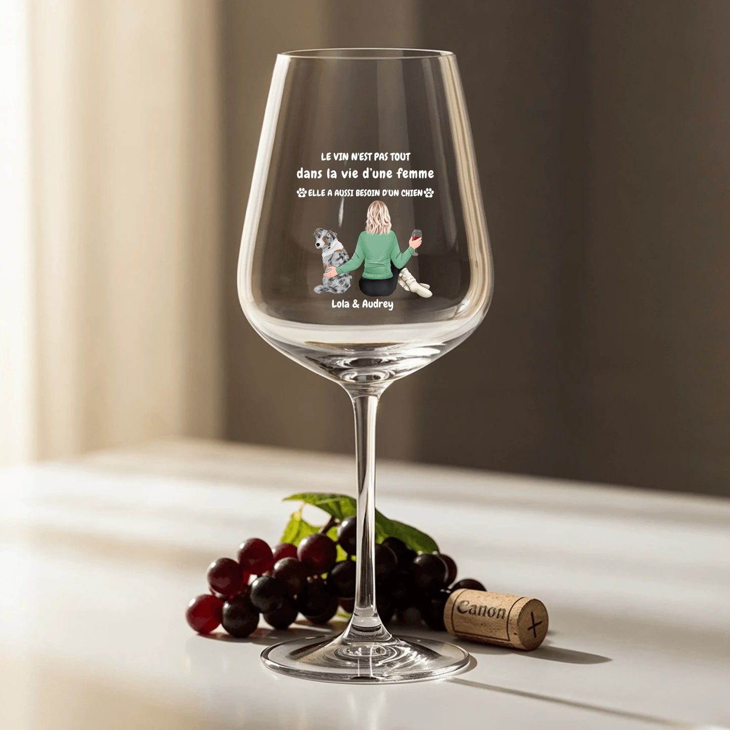 Pas de survie sans vin ni animaux - Verre à vin personnalisé
