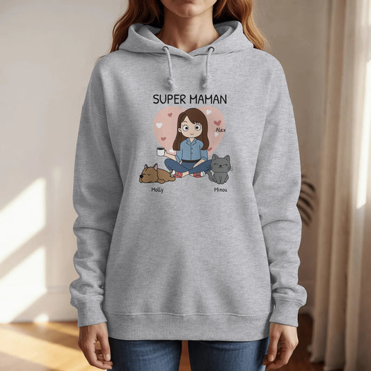 Ami des animaux (style BD) - Sweat à capuche personnalisé