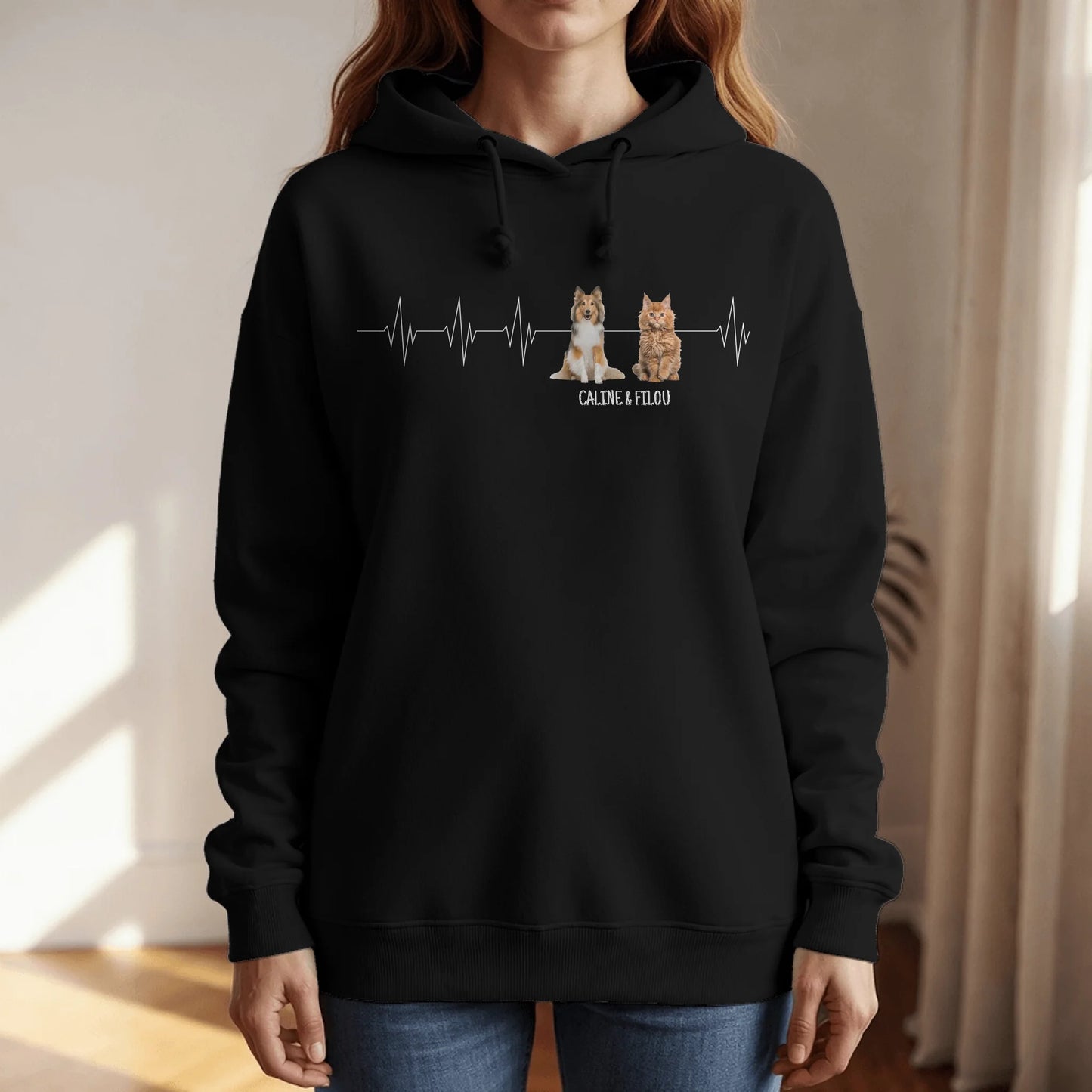 Battement de cœur - Sweat à capuche personnalisé