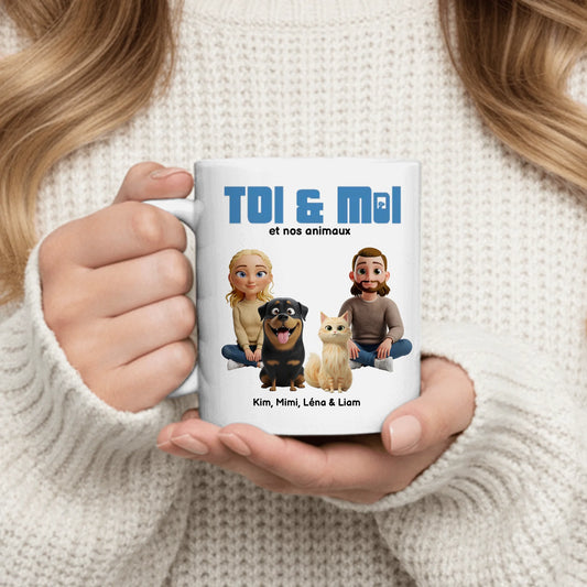 Toi & moi et les animaux - Mug personnalisé