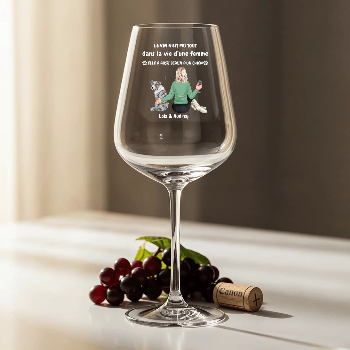 Pas de survie sans vin ni animaux - Verre à vin personnalisé