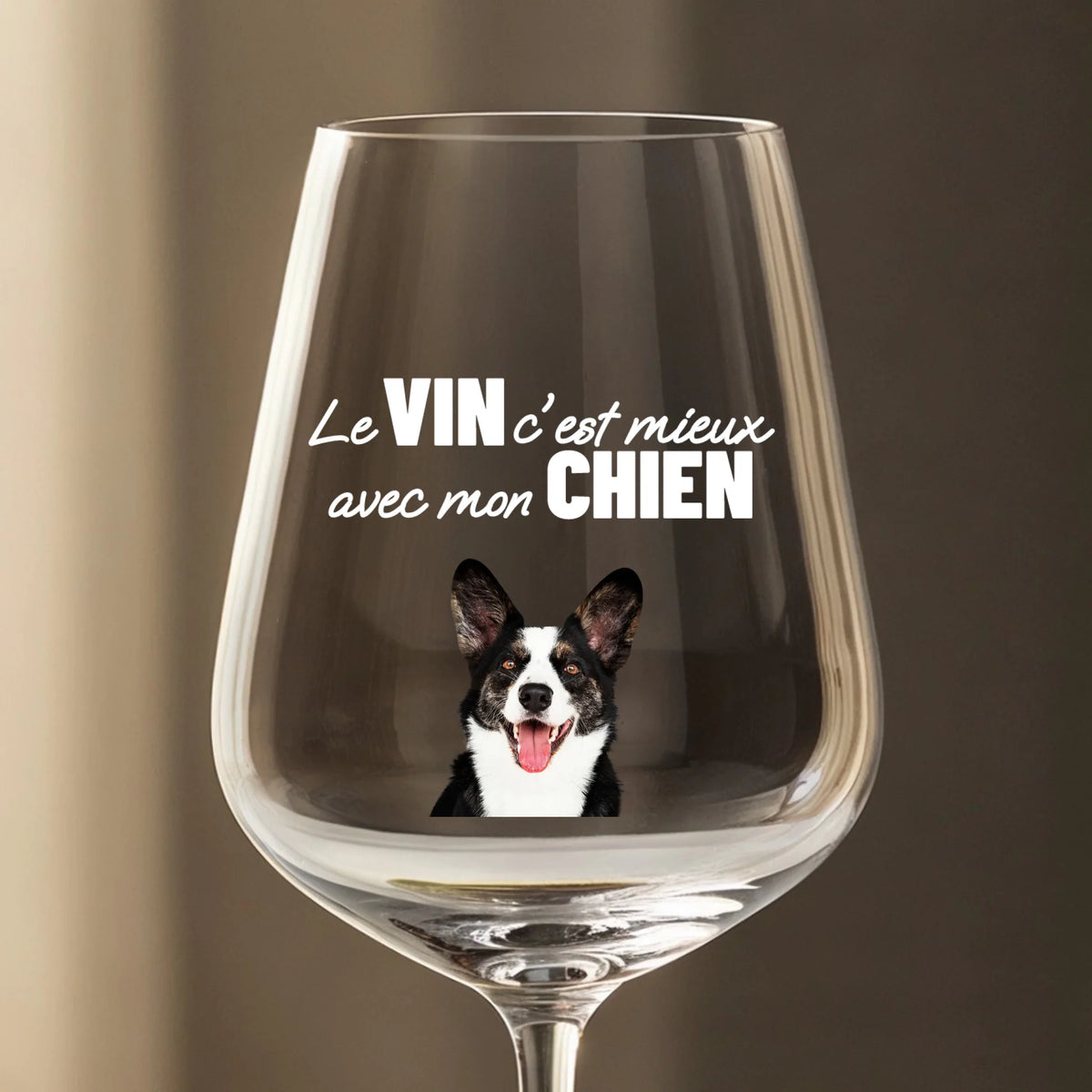 Verre à vin personnalisé - Le vin c'est mieux avec mon chien